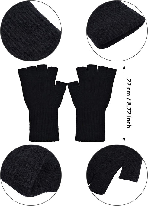SATINIOR Fingerless Gloves for Women Half Finger Typing Gloves with Long Wrist Cuff Winter Knit Fingerless Mittens for Women...